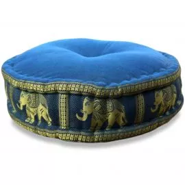 Zafu Pillow, silk, light blue elephants