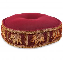 Zafu Pillow, silk, red elephants