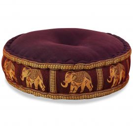 Zafu Pillow, silk, bordeaux elephants
