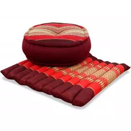 Kapok, Zafu Cushion + Quilted Seat Cushion Size L, ruby-red