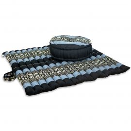 Kapok, Zafu Cushion + Quilted Seat Cushion Size XL, blue / elephants