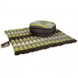 Kapok, Zafu Cushion + Quilted Seat Cushion Size XL, brown-green
