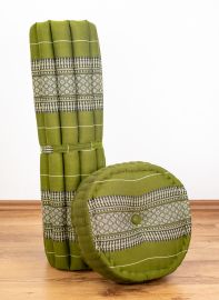 Kapok, Zafu Cushion + Quilted Seat Cushion Size XL, green