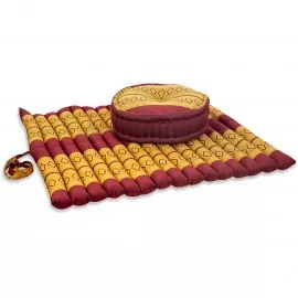 Kapok, Zafu Cushion + Quilted Seat Cushion Size XL, red / yellow