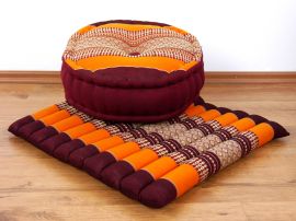 Kapok, Zafu Cushion + Quilted Seat Cushion Size L, orange