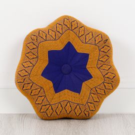 Zafu Cushion, little star, blue / yellow