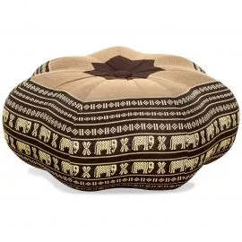 Zafu Cushion, great star, brown / elephants
