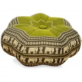 Zafu Cushion, little star, green / elephants