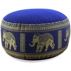 Small Zafu Pillow, silk, blue / elephants
